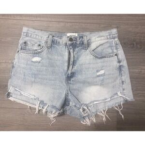 Pistola High Rise Shorts Frayed Hem‎ Distressed Light Wash Size 29 Festival